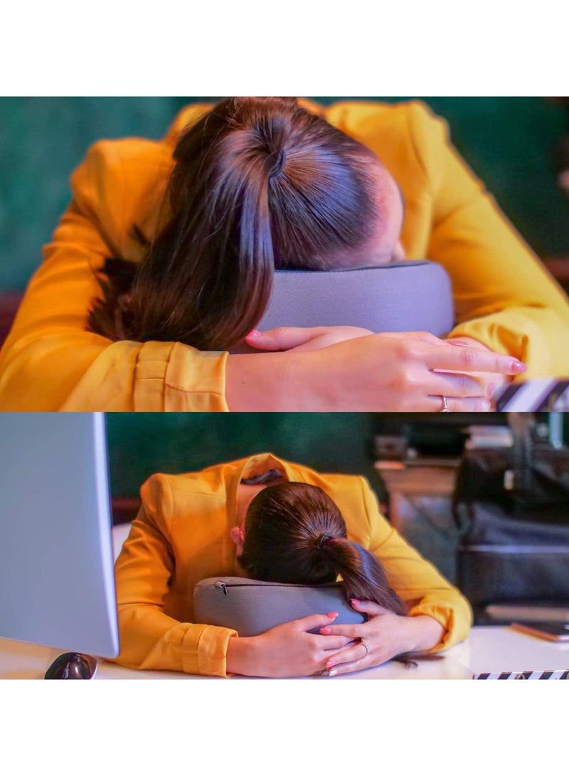 Travel Pillow 100% Memory Foam Pillow, Neck Pillow for Airplane, Neck & Head Support Pillow for Sleeping Rest & Car, Travel Pillows Kit with Storage Bag, Sleep Mask and Earplugs （Grey） - Image 2