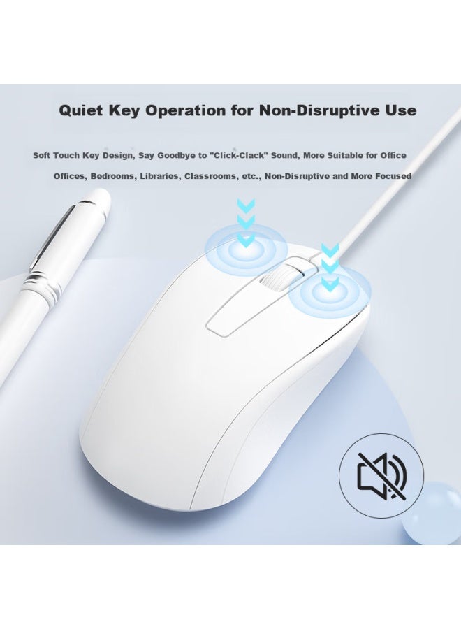 B.O.W Aerospace M139U Wired Mouse For Business Procurement, Quiet And Comfortable Symmetrical Mouse For Business And Office Use With Laptops, Universal White Color - Image 2