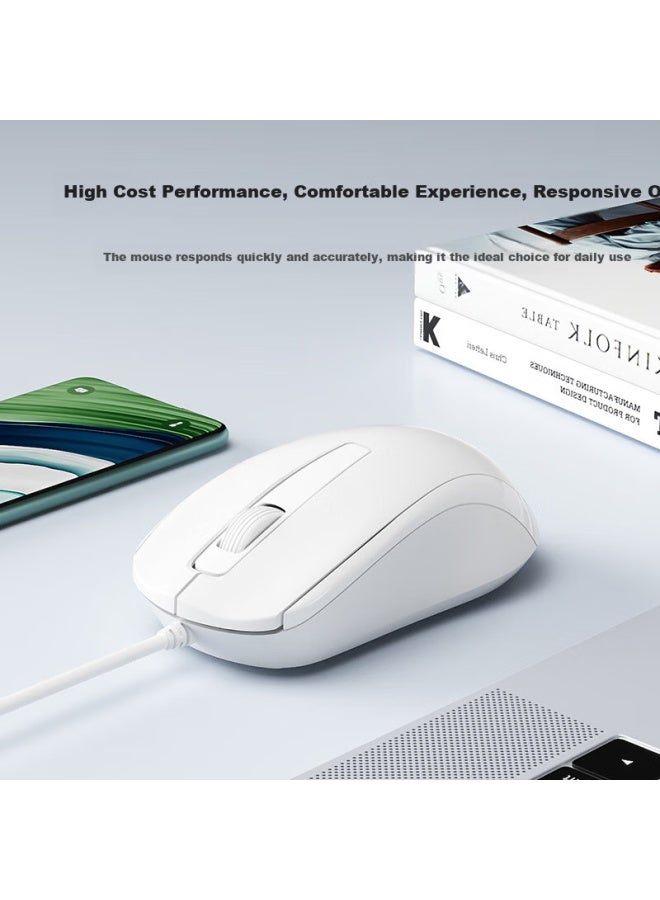 B.O.W Aerospace M139U Wired Mouse For Business Procurement, Quiet And Comfortable Symmetrical Mouse For Business And Office Use With Laptops, Universal White Color - Image 3
