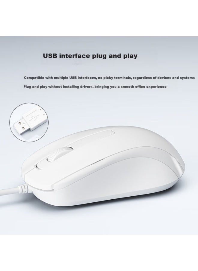 B.O.W Aerospace M139U Wired Mouse For Business Procurement, Quiet And Comfortable Symmetrical Mouse For Business And Office Use With Laptops, Universal White Color - Image 1
