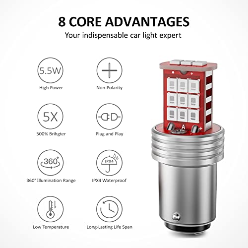 FANTELI 1157 LED Bulb Flashing Brake Lights, 300% Brighter 2057 2357 7528 BAY15D Plug and Play Strobe Blinking LED Stop Tail Lights, Brilliant Red - Image 2