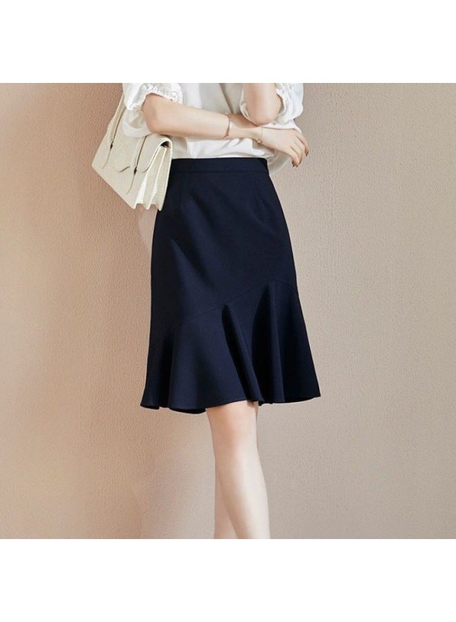 Elegant And Elegant Plus Size Women's Fishtail Hip Lotus Leaf Swing High Waist Slim-Fit Meat Covering Skirt 