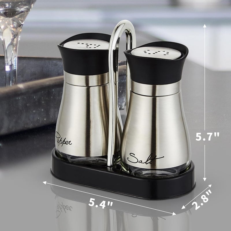 Lonffery Salt and Pepper Shakers Set, Stainless Steel Salt Containers with Glass Bottle for Table, RV, Camp, BBQ, Set of 2 - Image 5
