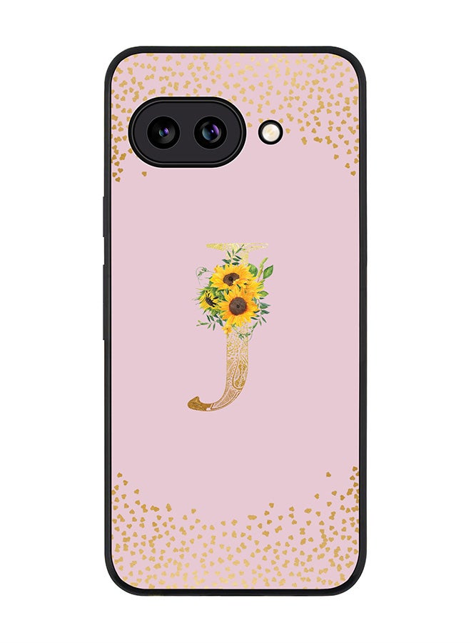 Stylizedd For Google Pixel 9a Case,Slim fit Camera Protection, Shockproof Thin Phone cover  - Custom Floral Monogram - J  (Pink )