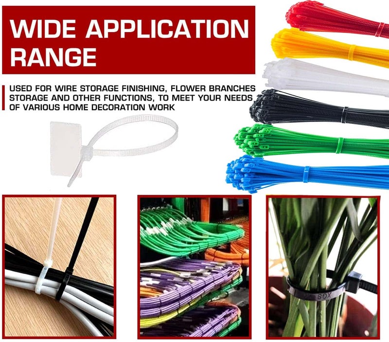 DIY Crafts 80 Ties 100 Label 3 Marker, Combo Pack, Nylon Colour Cable Marker Ties Self-locking Cord Tags Write Ether (80 Ties 100 Label 3 Marker, Combo Pack) - Image 2