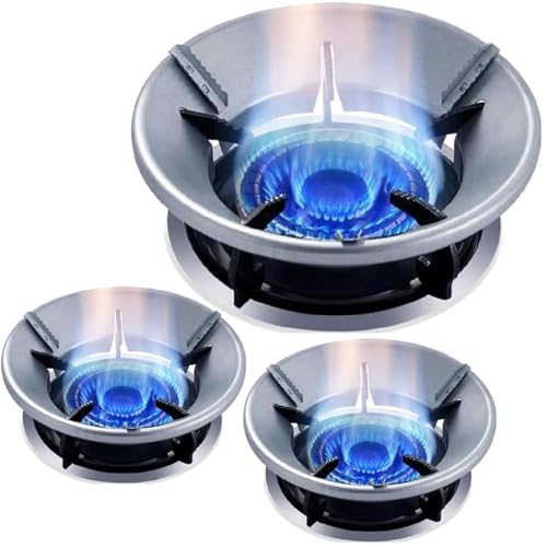 Azaria Gas Burner Stand and Saver - Chula Support With 4 Legs for Indian Gas - Fire & Windproof Energy Saving Jali Ring (Metal, 3 Pcs) - Image 1