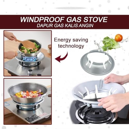 Azaria Gas Burner Stand and Saver - Chula Support With 4 Legs for Indian Gas - Fire & Windproof Energy Saving Jali Ring (Metal, 3 Pcs) - Image 4