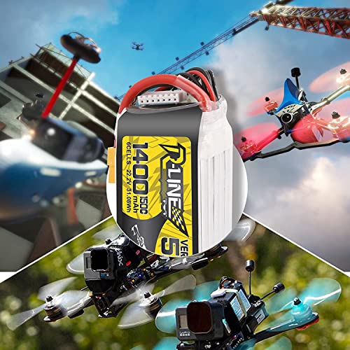 TATTU بطارية ليثيوم بوليمر TATTU R-Line الإصدار 5.0 6S 22.2V 150C 1400mAh مع موصل XT60 للسباقات - Image 5