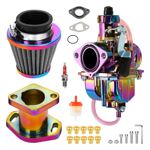 FVRITO VM22 Carburetor Carb Jet Kit for Predator 212cc 196cc Coleman CT200U BT200X Mini Bike KT196 Go Kart Baja MB165 MB200 GX160 Clone Engine with Air Filter Intake Manifold Performance Parts Rainbow - Image 1