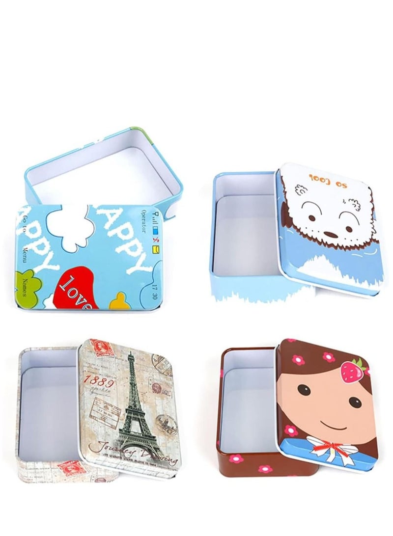 8 Piece Iron Storage Box, Small Metal Box Portable Empty Metal Box with Lid Vintage Rectangular Iron Box Tins Container Rectangular Hinged Containers Small Storage Kit Mini Portable Tin Box - Image 3