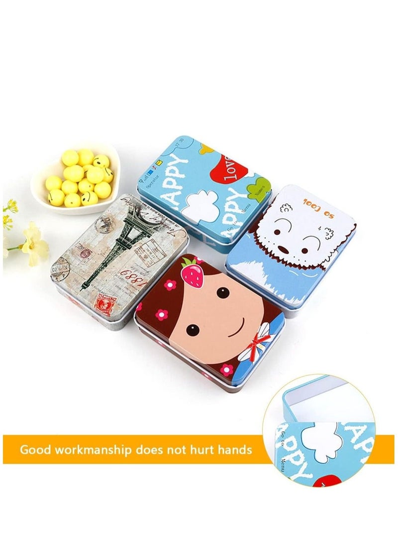8 Piece Iron Storage Box, Small Metal Box Portable Empty Metal Box with Lid Vintage Rectangular Iron Box Tins Container Rectangular Hinged Containers Small Storage Kit Mini Portable Tin Box - Image 4
