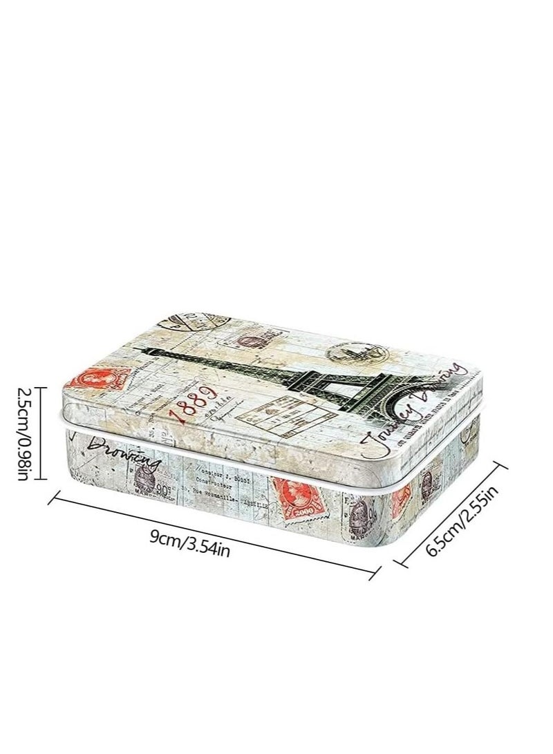 8 Piece Iron Storage Box, Small Metal Box Portable Empty Metal Box with Lid Vintage Rectangular Iron Box Tins Container Rectangular Hinged Containers Small Storage Kit Mini Portable Tin Box - Image 2