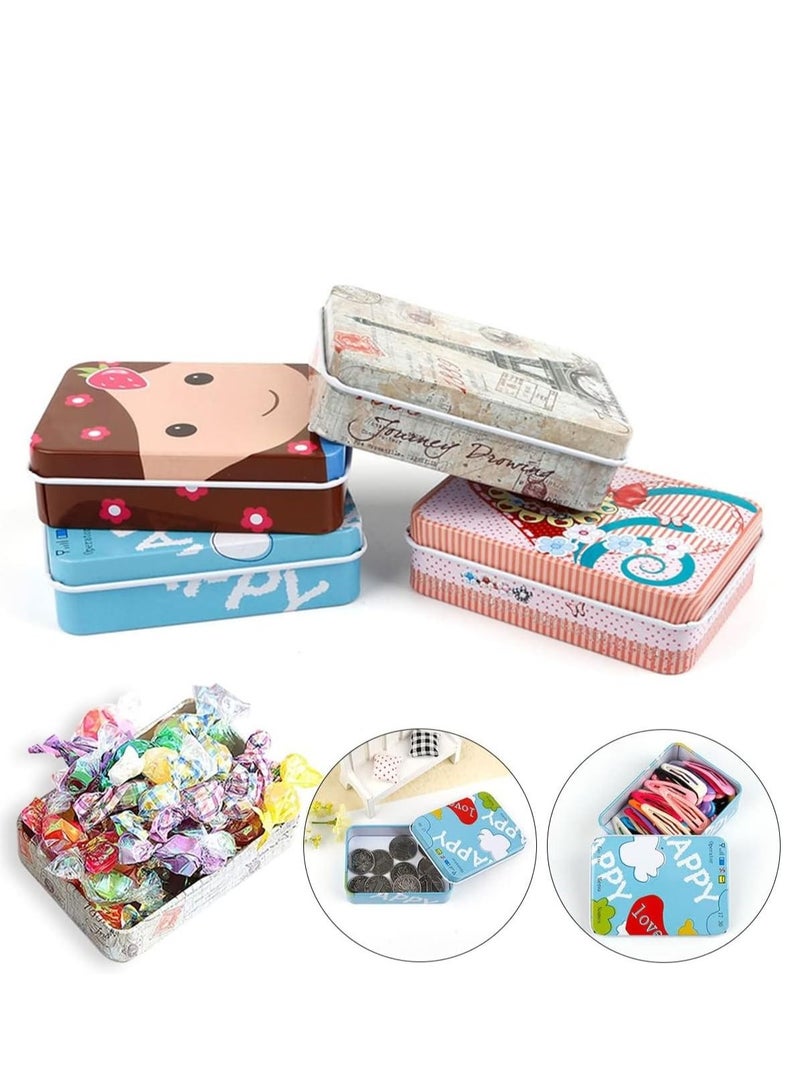 8 Piece Iron Storage Box, Small Metal Box Portable Empty Metal Box with Lid Vintage Rectangular Iron Box Tins Container Rectangular Hinged Containers Small Storage Kit Mini Portable Tin Box - Image 5
