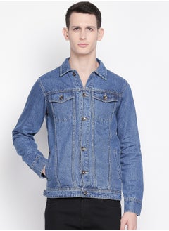 HIGH STAR Men Blue Solid Denim Jacket 