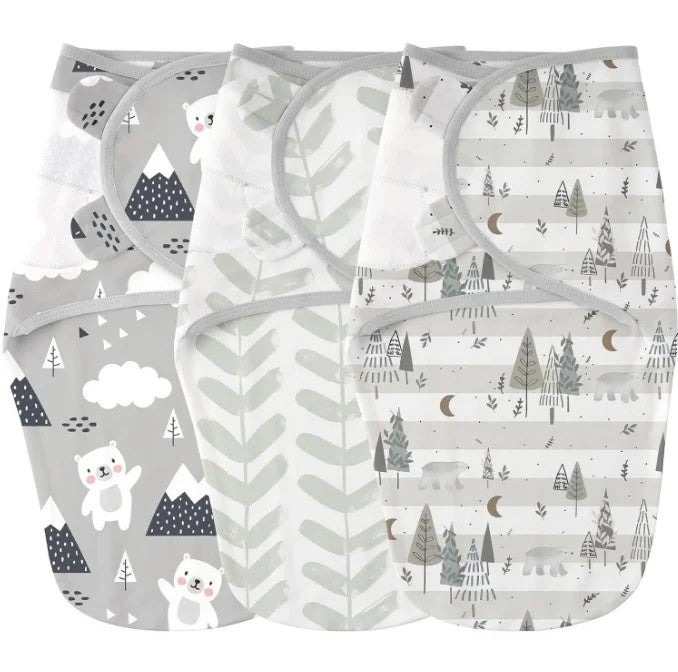 Y&D 3Pcs 100% Cotton Baby Swaddle Set - Adjustable Infant Wrap Blanket for Spring - Swaddlers Sleep Sack - Image 5
