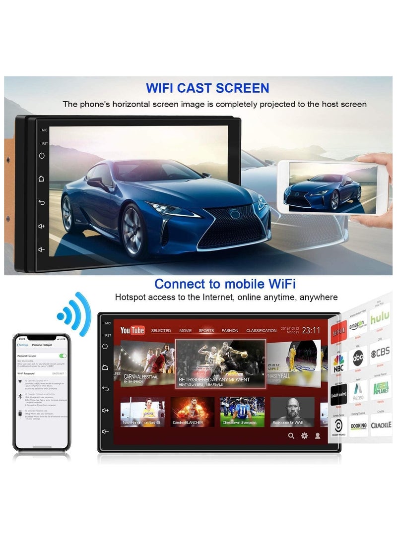 Generic Android Double Din Car Stereo 7" 1080P HD Touch Screen - Android 11 Multimedia System with GPS Navigation, HiFi, WiFi, Bluetooth, RDS FM Radio, Mirror-Link, Dual USB, Backup Camera Included  - Image 2