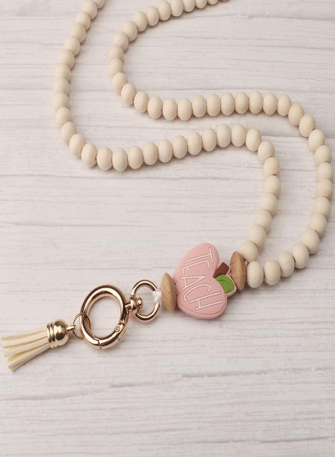 UGELOKI 2024 Teacher Lanyard with ID Holder, Fashion Wood Beaded Lanyard for Key, Super Cute Boho Breakaway Lanyard for Women - Image 5