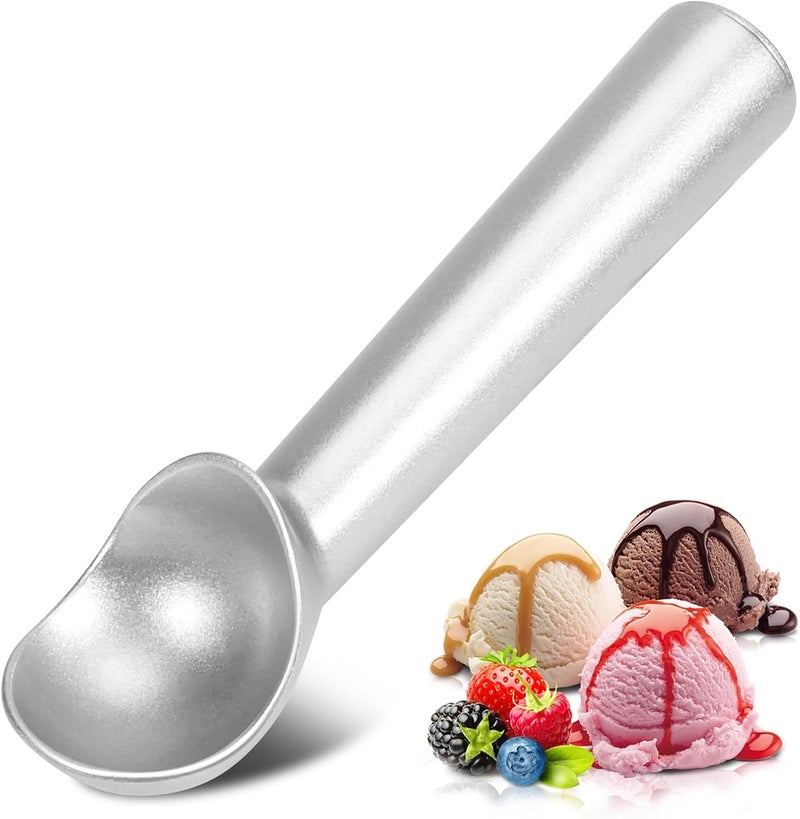 LifHap Ice Cream Scoop,7 inches Nonstick Anti-Freeze One Piece Aluminum Scooper Spoon, Heavy Duty Durable Design, Easy Clean, for Gelato, Cookie Dough, Sorbet, Almond (Silver) - Image 1