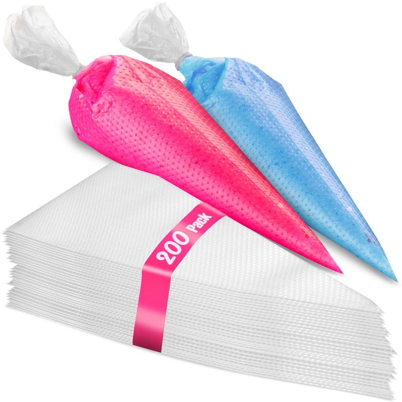 Prestee Set of 200 - Anti Burst Piping Bags 12 Inch - Prestee Tipless Icing Bags - Durable Frosting Piping Bag Tools - Pastry and Cookie Decorating Supplies - Image 1