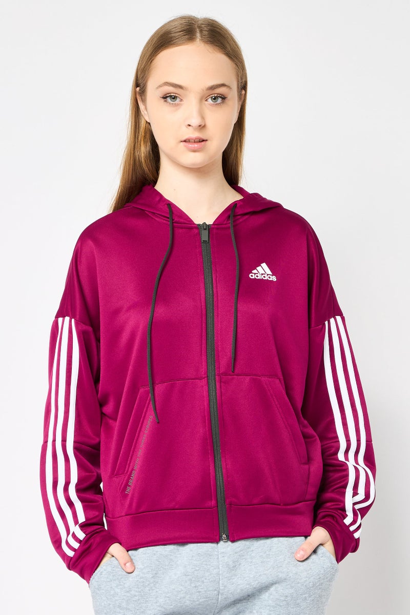 Adidas Women Sportswear Fit Long Sleeves Outdoor Sweatshirt, Purple  - Image 1