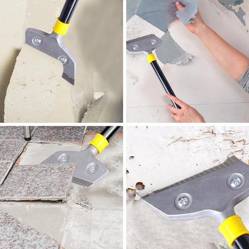 HASTHIP ® كاشط الشفرات كاشط الأرضيات والجدران بمقبض طويل 23.6 بوصة مع 10 قطع شفرات حلاقة بديلة كاشط تنظيف ثقيل من سبائك الألمنيوم للجدران والزجاج والبلاط - Image 5