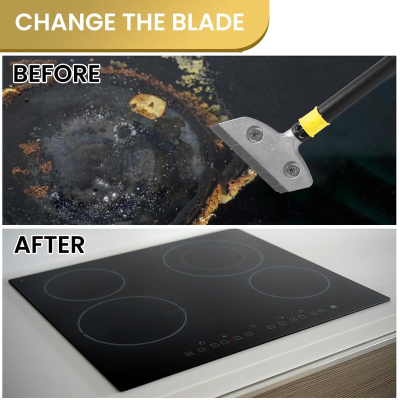 HASTHIP ® كاشط الشفرات كاشط الأرضيات والجدران بمقبض طويل 23.6 بوصة مع 10 قطع شفرات حلاقة بديلة كاشط تنظيف ثقيل من سبائك الألمنيوم للجدران والزجاج والبلاط - Image 4