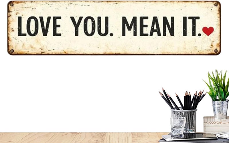 Love Wall Decor | Love You Mean It Metal Ornament,Vintage Wall Decor Welcome Sign,for Living Room Bedroom Farmhouse Office Apartment Hallway Entryway Party Holiday Wedding - Image 1