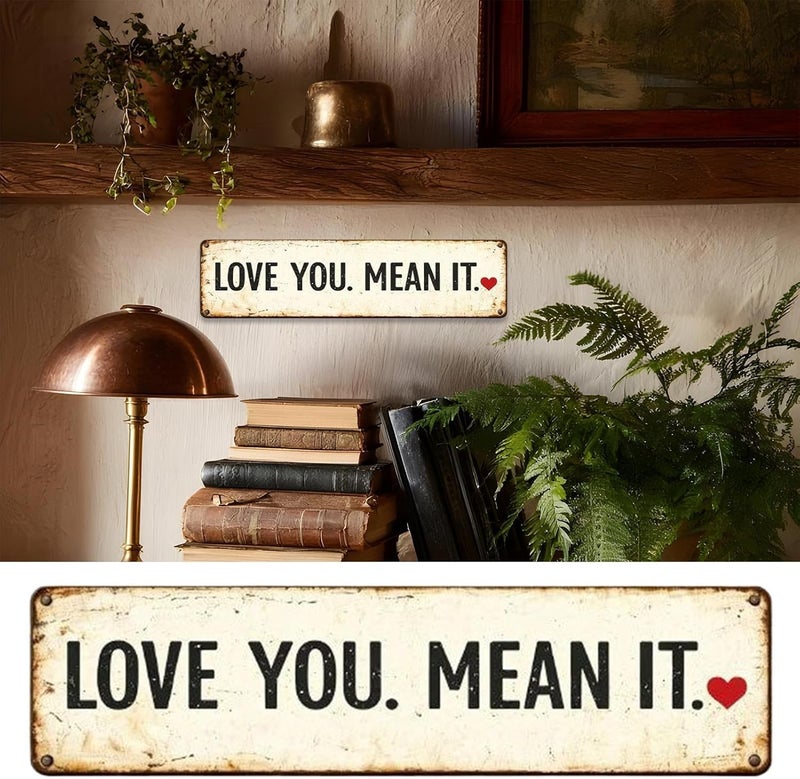 Love Wall Decor | Love You Mean It Metal Ornament,Vintage Wall Decor Welcome Sign,for Living Room Bedroom Farmhouse Office Apartment Hallway Entryway Party Holiday Wedding - Image 3