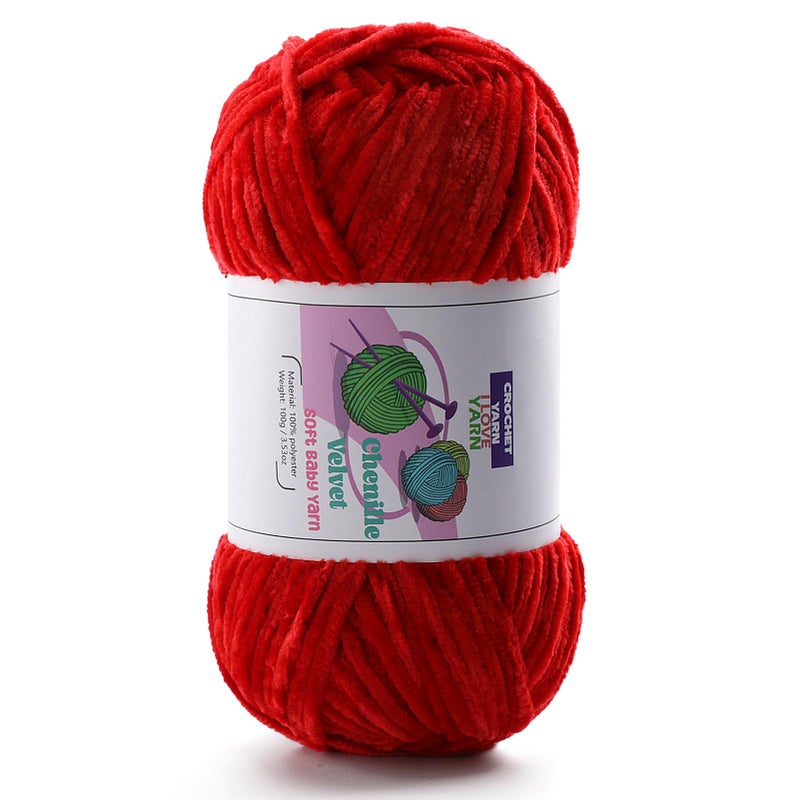 DAERBOF Plush Chunky Chenille Yarn Fluffy Velvet Yarn for Crocheting Soft Thick Bulky Yarn for Knitting and Making Clothes Hats Scarves Blankets Cushions35oz 1968yds Each Big Red - Image 3