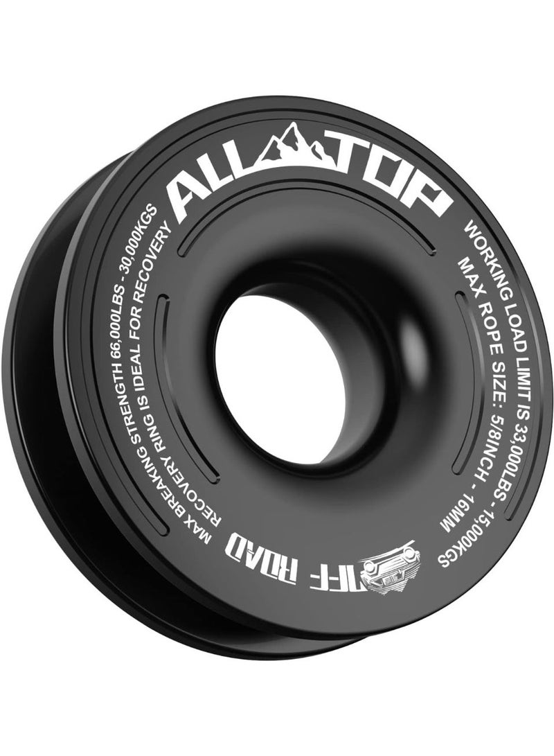 ALL-TOP حلقة استرداد ALL-TOP 66000 رطل حلقة سحب ونش، نظام بكرة، حزام أمان لتثبيت الحبل متضمن، أسود - Image 2