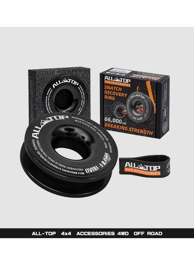 ALL-TOP حلقة استرداد ALL-TOP 66000 رطل حلقة سحب ونش، نظام بكرة، حزام أمان لتثبيت الحبل متضمن، أسود - Image 1