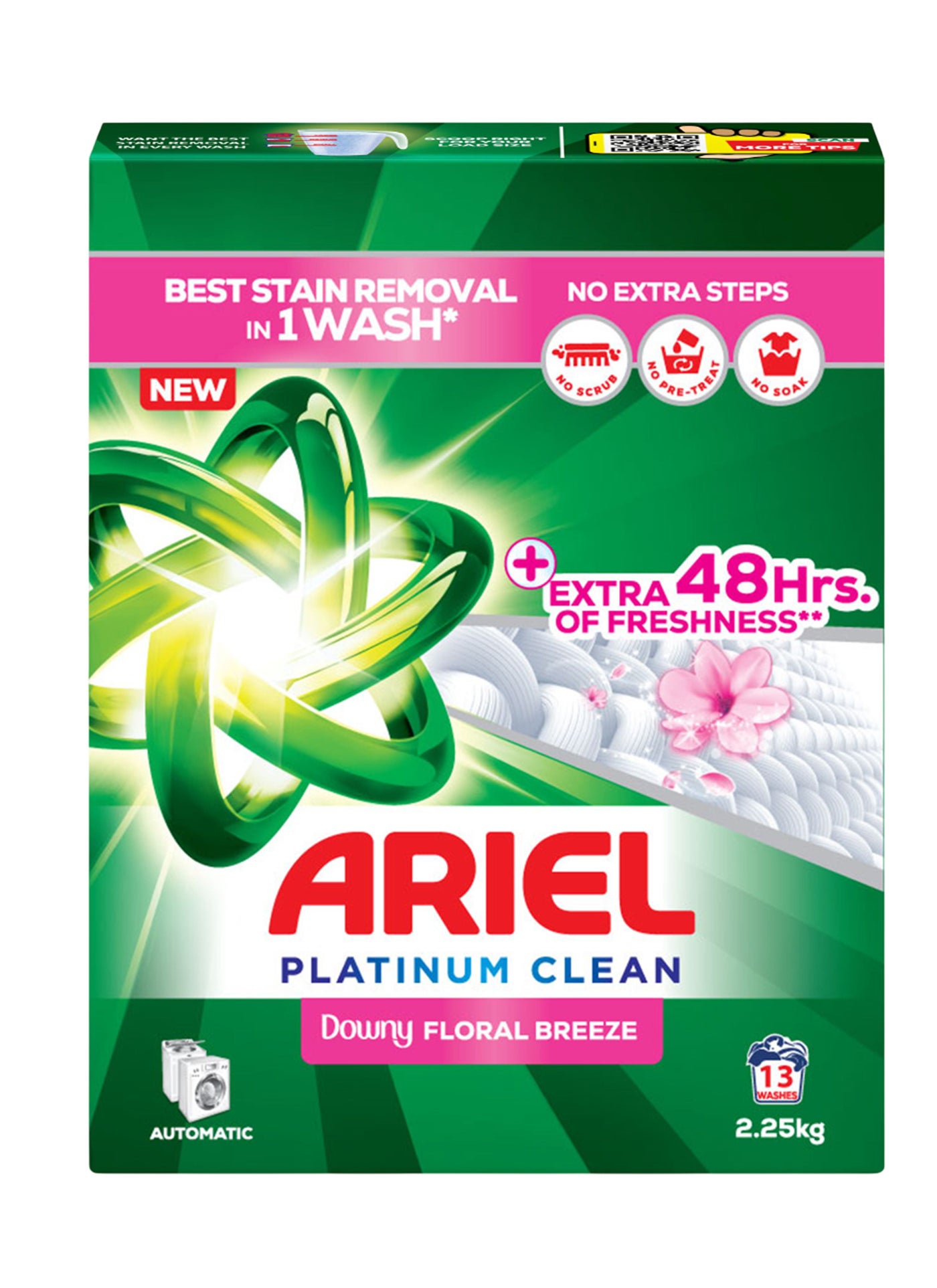 Ariel Platinum Clean Semi-Automatic Floral Breeze, 2.25 Kg, Laundry Detergent Powder