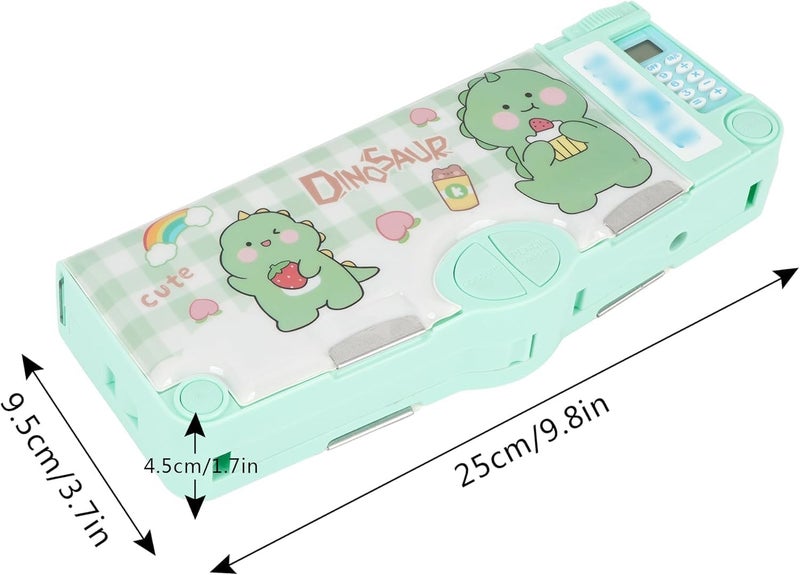Invite Enterprise Multifunctional School Pencil Box with Calculator Cute Cartoon Stationary Compass for Boys Geometry Kids with Inbuilt Scissor Ruler Eraser&Sharpener Box Best Gift (Blue Space-Calculator) - Image 5