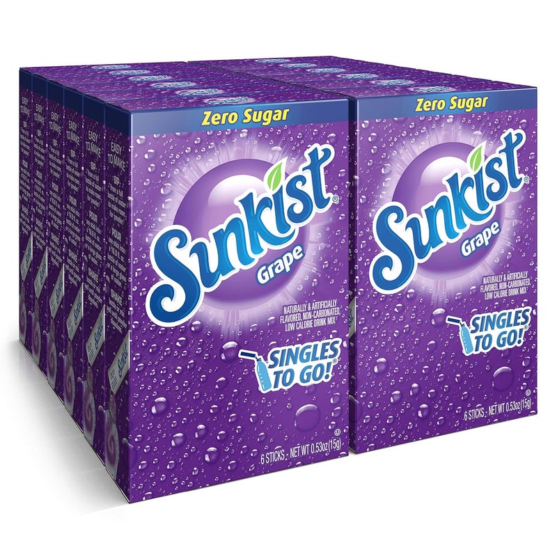 Sunkist Grape Soda Singles To Go Drink Mix - 12 Boxes with 6 Packets Each, Sugar-Free and Non-Carbonated - Image 1
