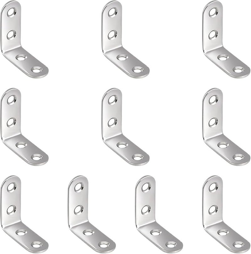 Stainless Steel L Shaped Corner Brackets 50pcs 40x40x16mm Right Angle Bracket For Furniture Cabinet Shelves - Image 2