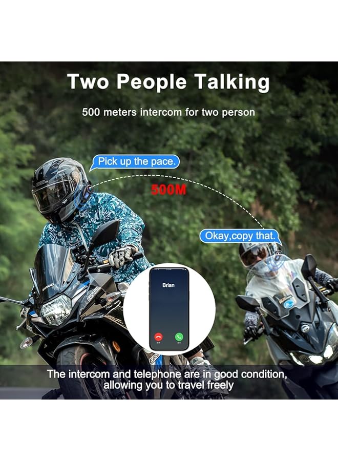 Motorcycle Helmet Bluetooth Headset, Helmet Bluetooth Intercom Bt5.3 Noise Cancellation 6Eq Hifi Stereo, Headphone Speakers Lcd Screen, Support Fm Radio, Music Share, Sd Card - Image 3