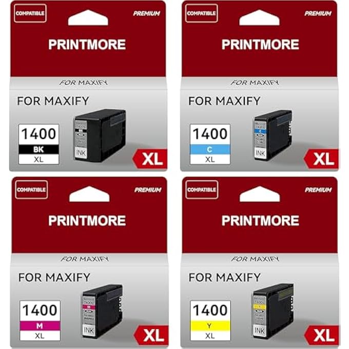 PGI-1400XL INK CARTRIDGE SET BLACK/CYAN/MAGENTA/YELLOWCOMPATIBLE FOR CANON PGI-1400 XL HIGH YIELD FOR CANON MAXIFY MB2040 MB2140 MB2340 MB2740 PRINTER(4 PACKS) - Image 2