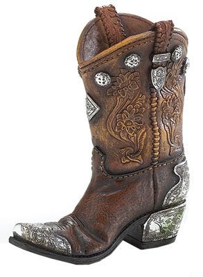 Burton and Burton Boots And Spurs Western Cowboy Boot Vase For Western Home Decor Brown