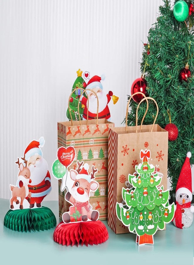 تونج كلاود زينة طاولات تونغكلاود المركزية لحفلات عيد الميلاد بتصميم قرص العسل، مكونة من 9 قطع، بتصميمات الرنة ورجل الثلج - Image 5