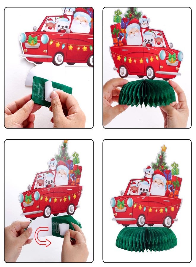 تونج كلاود زينة طاولات تونغكلاود المركزية لحفلات عيد الميلاد بتصميم قرص العسل، مكونة من 9 قطع، بتصميمات الرنة ورجل الثلج - Image 3