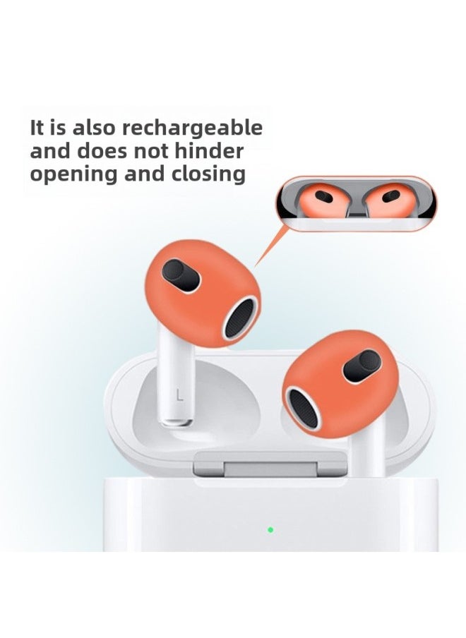 Generic - Suitable For Airpods3 Protective Cover For Apple Wireless Bluetooth Third Generation Headset Silicone Cover Anti-slip Cover Airpods Ear-Memory Capacity:Airpods 3rd Generation Anti-slip Ear Caps [orange] 2 Pairs★Free Storage Box - Image 1