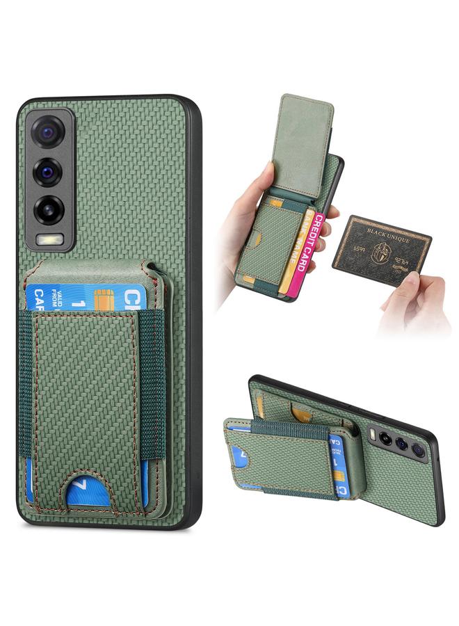 إيروريكس جراب هاتف من ألياف الكربون مع حامل محفظة عمودي لهاتف vivo Y20 - Image 1