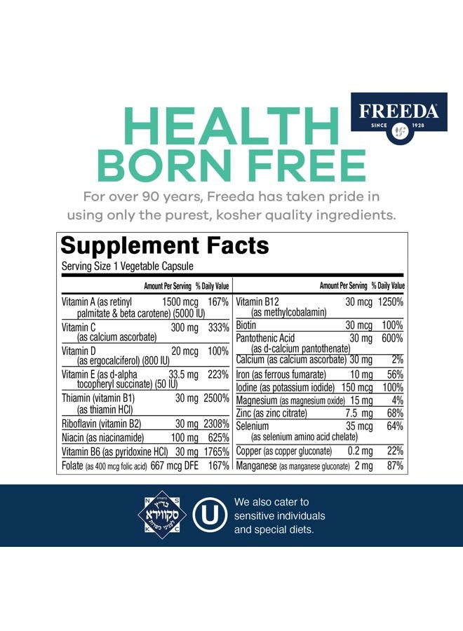 FREEDA Multivitamin – Quintabs-M with Iron – Kosher Multi Vitamins Supplements for Women Health - Multivitamins for Women & Iron-Deficient Men Adult Vitamins Multivitamin (100) - Image 3