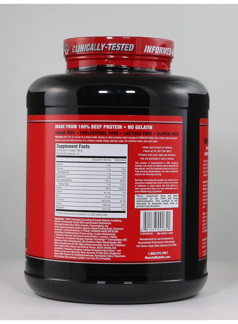 ماسيلميدز كارنيفور لزيادة الكتلة العضلية، بنكهة فادج الشوكولاتة، 5.83 رطل | بروتين لحم بقري معزول وتركيبة كربوهيدرات | دعم عضلي غني بالسعرات الحرارية - Image 4