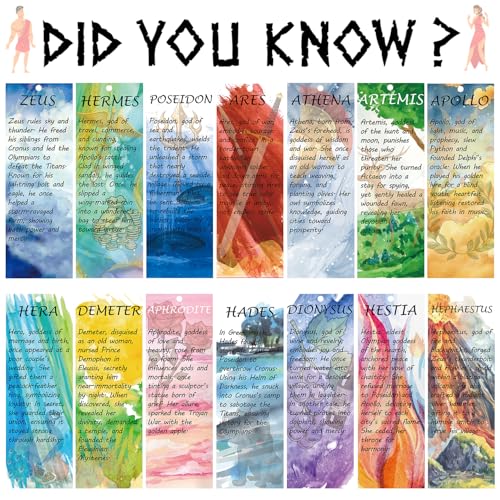 Htabiol Greek Mythology Bookmarks, 14pcs Olympian Gods Bookmarks, Htabiol Greek Mythology Gifts, Olympian Gods Party Favors, Fit for Ancient Greece Classroom, Percy Jackson Party, Camp Half Blood Birthday - Image 5