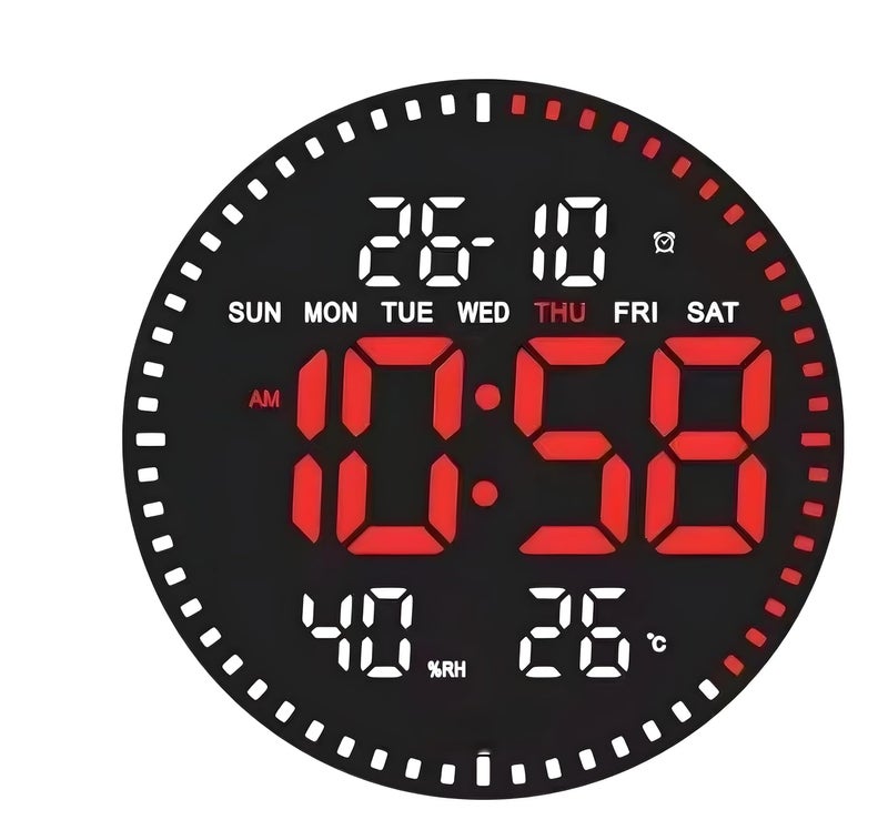 De'rons Derons 11 Plastic Digital Wall Clock with Alarm and Stop Watch for Office and Home Dcor with Remote Control Date Humidity Temperature and Week Timer 1224 Hours Adjustable Brightness  - Image 1