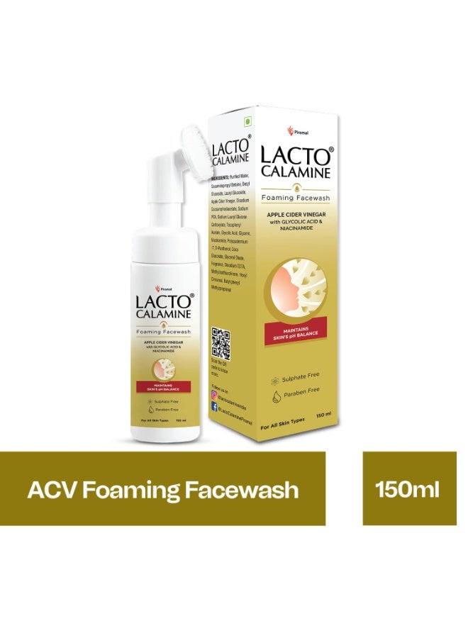 Lacto Calamine Apple Cider Vinegar Foaming Face wash|Maintains skin pH balance for healthy skin|Bright & glowing skin| With Built-in foaming Brush|150ml x Pack of 1 - Image 5