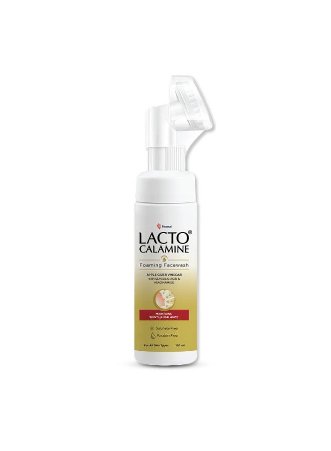 Lacto Calamine Apple Cider Vinegar Foaming Face wash|Maintains skin pH balance for healthy skin|Bright & glowing skin| With Built-in foaming Brush|150ml x Pack of 1 - Image 3