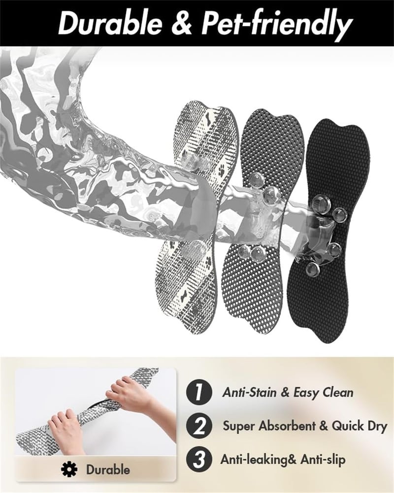 Dog Food Mat, Absorbent Pet Food Mat, Quick Dry Bone-Shaped Feeding Mat for Messy Drinkers, 12"x19", Black and White - Image 2