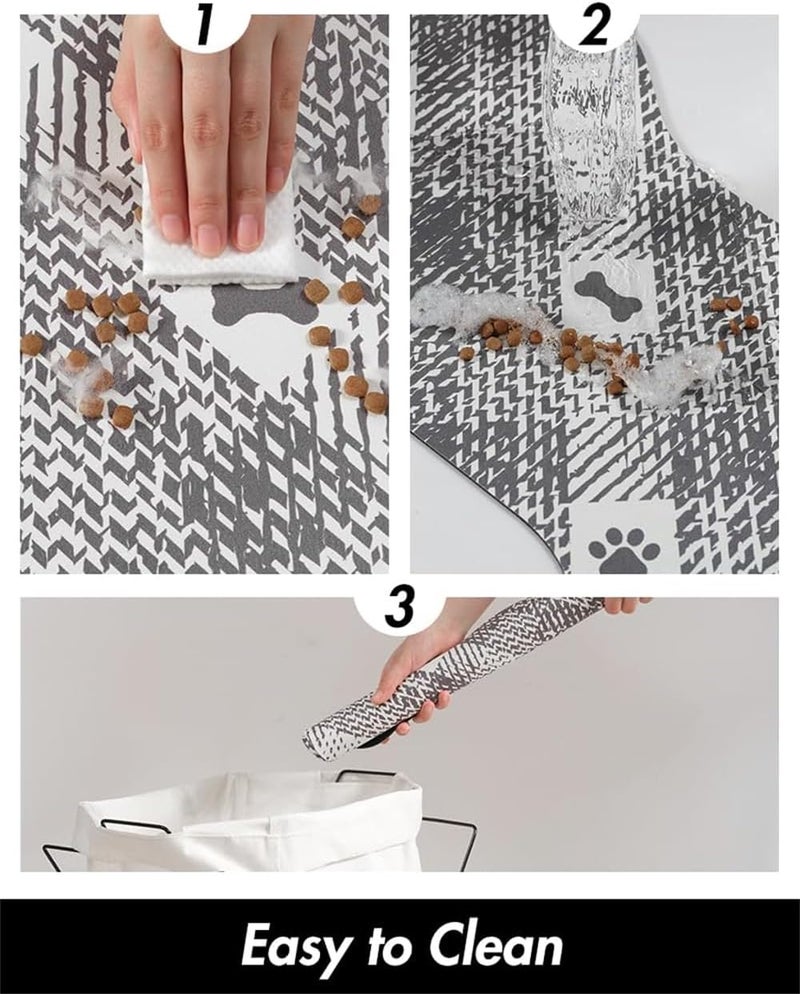 Dog Food Mat, Absorbent Pet Food Mat, Quick Dry Bone-Shaped Feeding Mat for Messy Drinkers, 12"x19", Black and White - Image 4